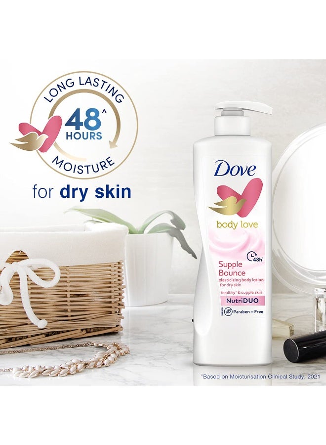 Dove Body Love Supple Bounce Body Lotion for Dry Skin 48Hrs Moisturisation|| Paraben Free|| with Plant based Moisturiser|| For Supple Healthy Skin 400ml - Image 2